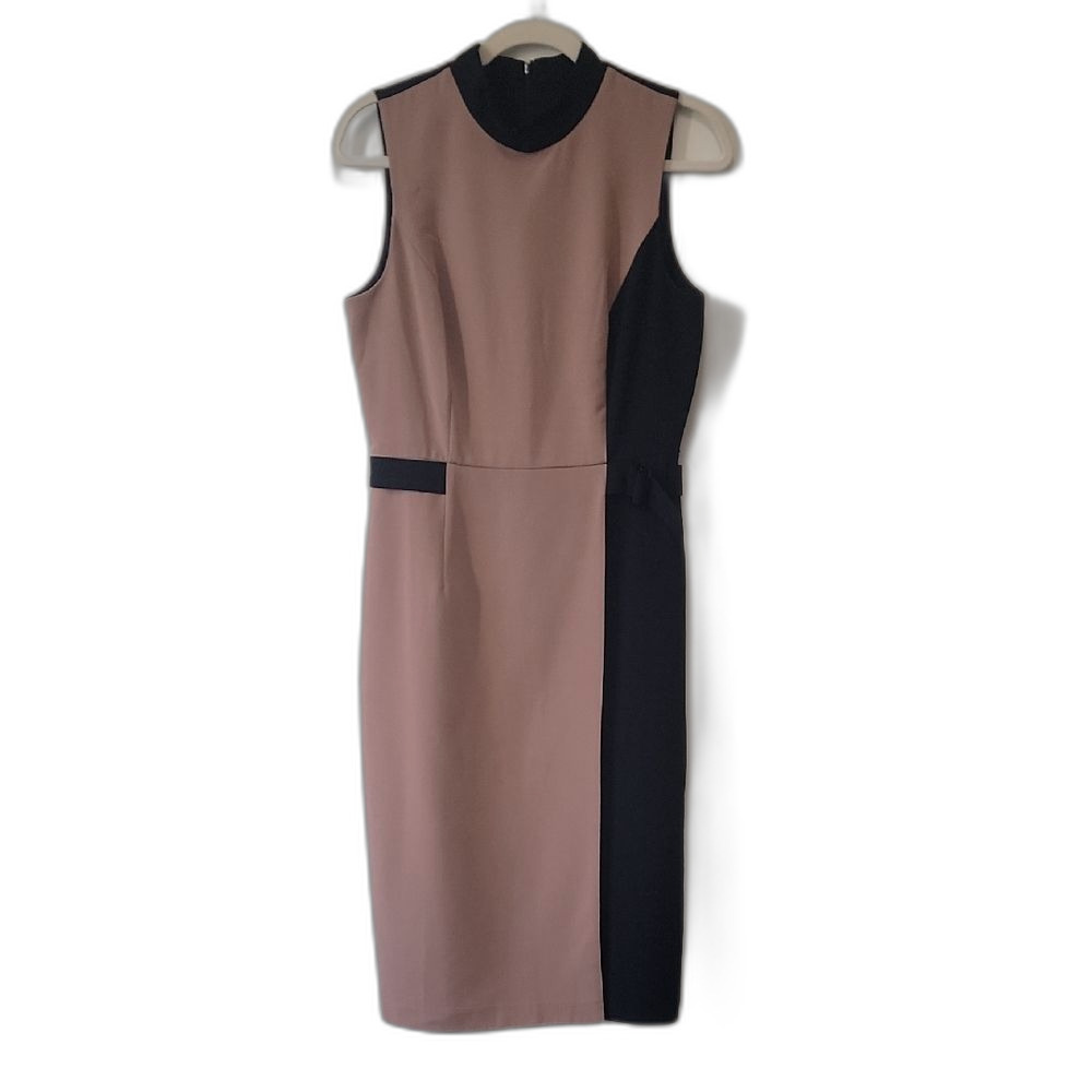 White House Black Market Blush Navy Colorblock Midi Dress Cocktail